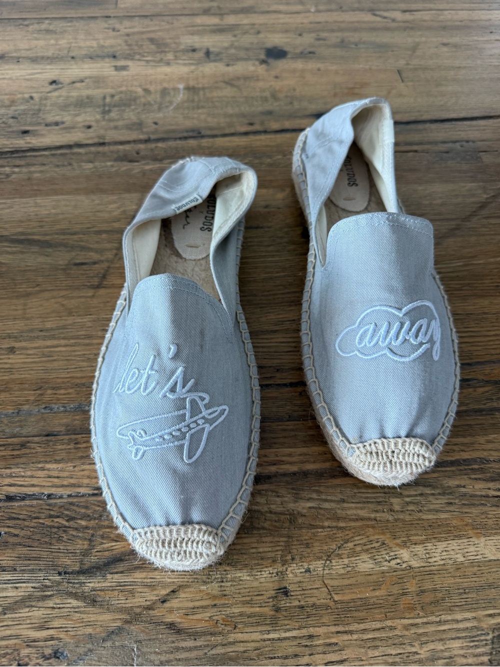 Soludos x ceizer Canvas Espadrille Slip-Ons with 'let's' & 'away' Embroidery